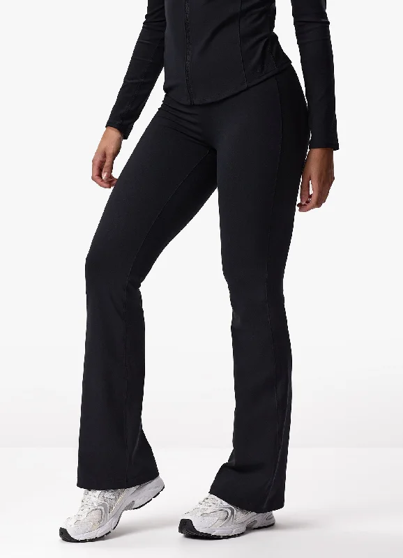Deal Zone Gym King Peach Luxe Flare Trouser - Black Luxe