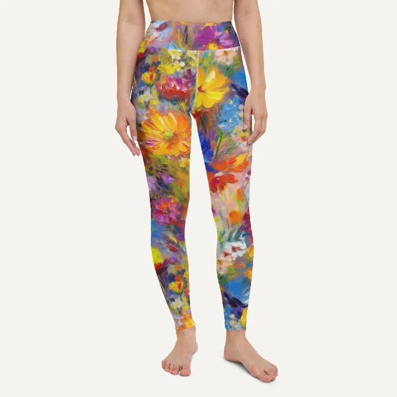 Don't Wait Impressionist Flowers High-Waisted Leggings