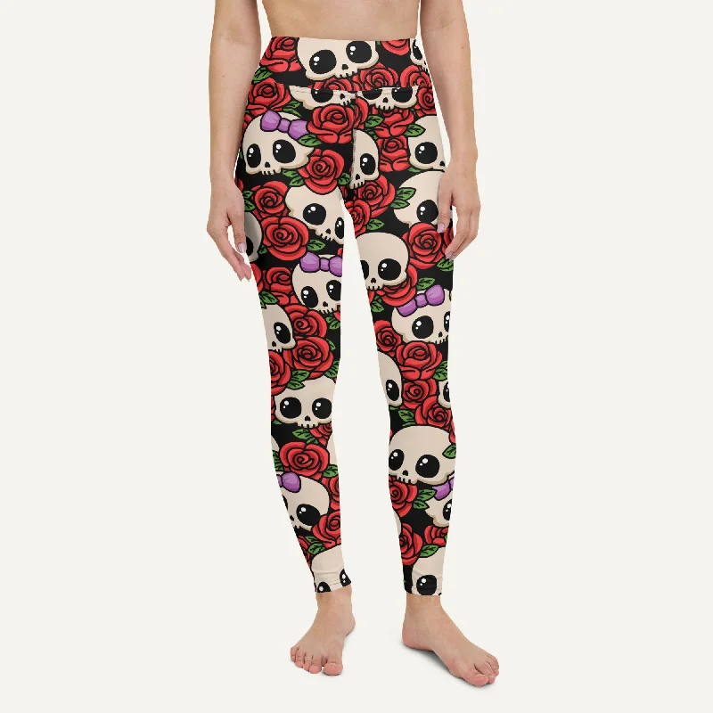 Massive Deals Kawaii Skulls And Roses High-Waisted Leggings