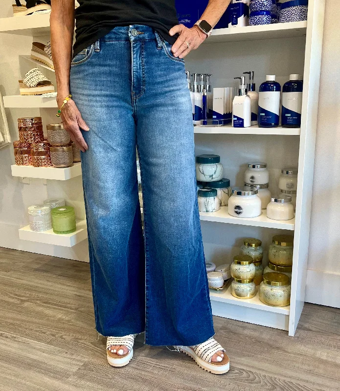 Price Cut Kut Meg High Rise Wide Leg Raw Hem Denim Jeans