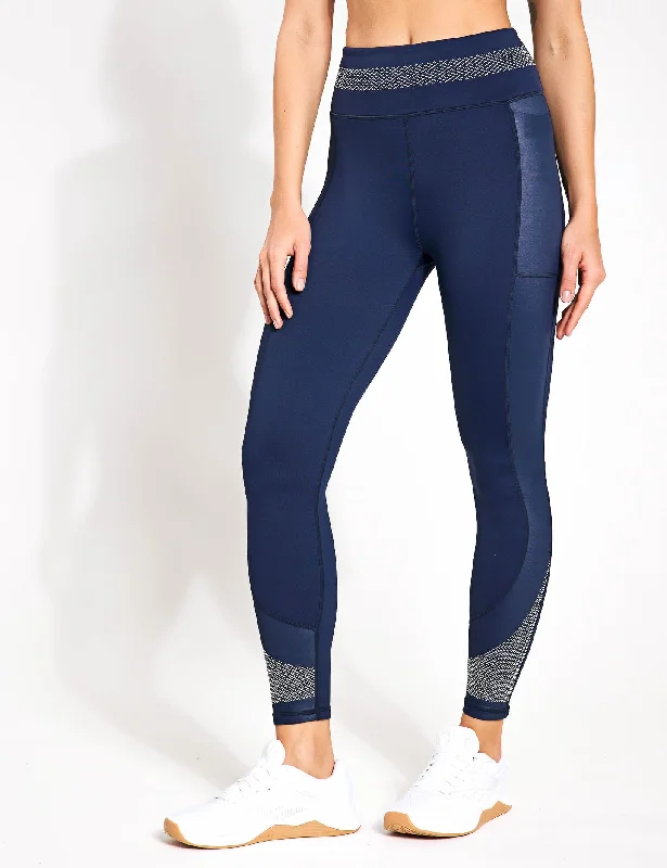 Best Seller Sasha Full Length Legging - Navy Blue/White