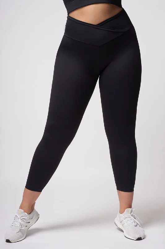 Price Smash Medium Compression 7/8 Leggings with High V Waist Black