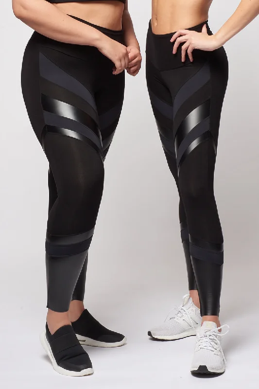 Act Fast Medium Compression X Panel Waisted Leggings Black