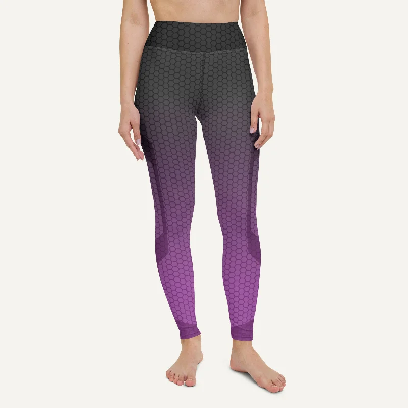 Price Smash Ombre Hexagon Gray-Purple High-Waisted Leggings