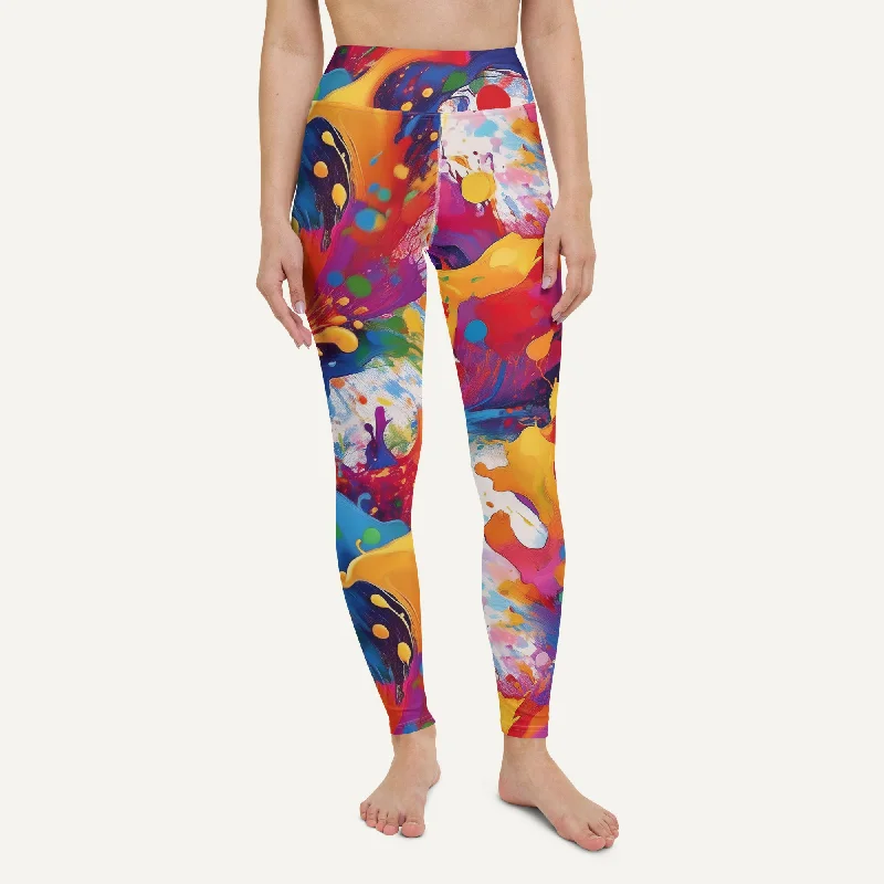 Deal Mania Paint Splatters High-Waisted Leggings