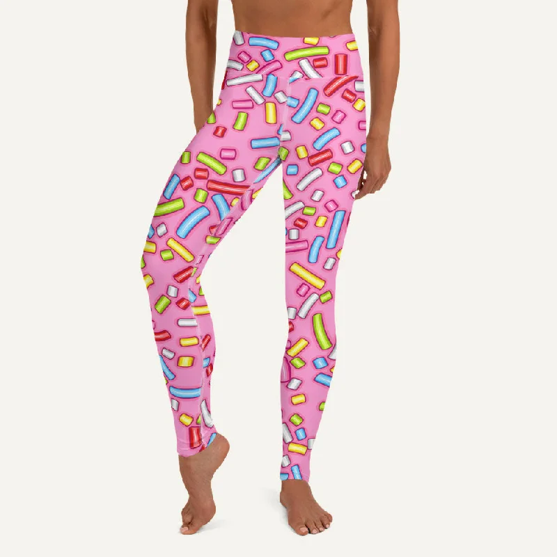 Act Fast Pink Donut Sprinkles High-Waisted Leggings