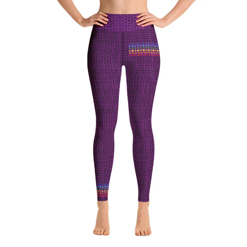 Savings Alert Purple Crown Chakra Star High Waist Yoga Long Leggings