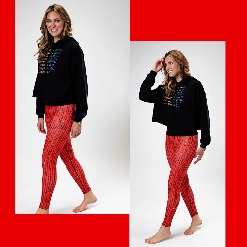 Incredible Offers Red Triangle High Waist Yoga Leggings