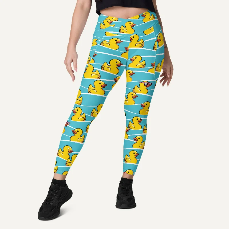 Deal Dash Rubber Ducky Crossover Leggings With Pockets