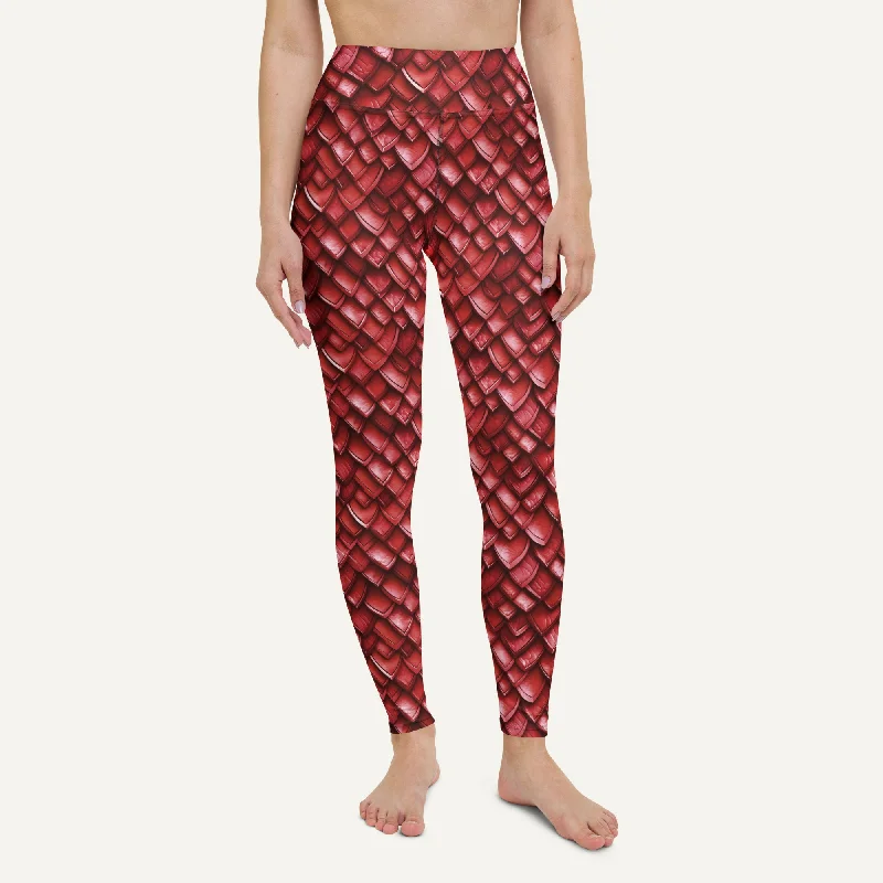 Deep Discounts Ruby Dragon Scales High-Waisted Leggings