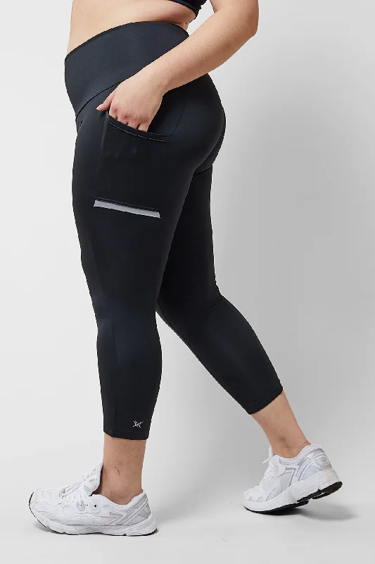 Early Access Reflective Side Pocket Leggings with Thermal Brushed Fabric Black