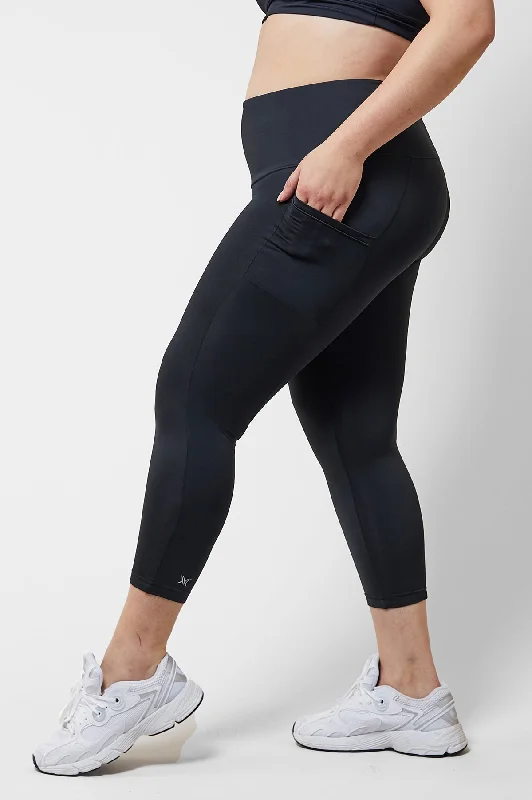 Daily Deals Side Pocket Leggings with Thermal Brushed Fabric Black