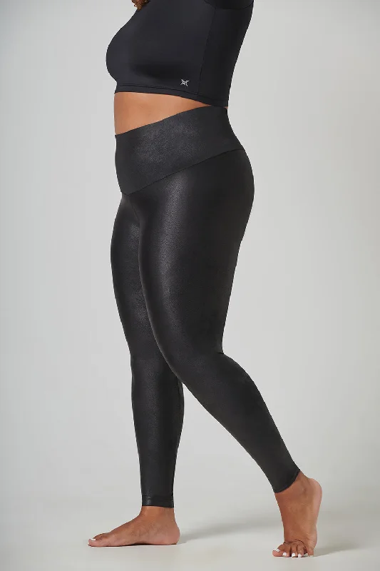 Discount Extravaganza Strong Compression Tummy Control Faux Leather Leggings