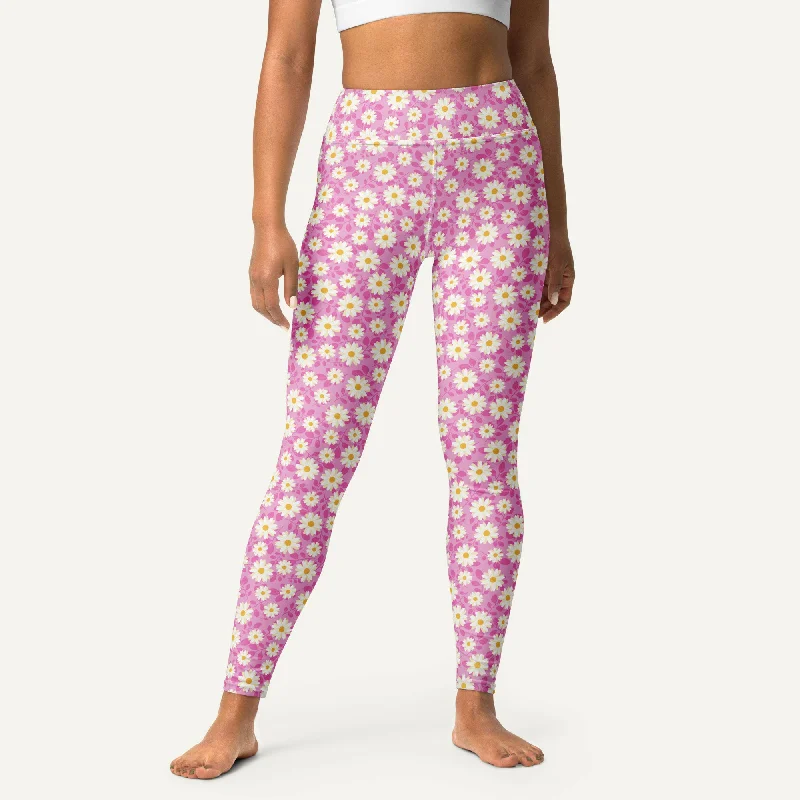 Super Deal Summer Daisies Pink High-Waisted Leggings