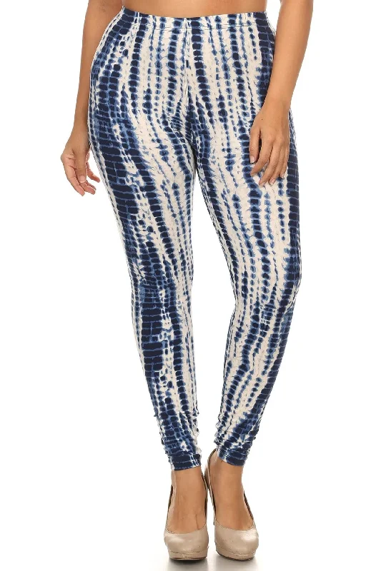 One-DAY Sale Voluptuous (+) Plus Size Tie Dye Print, Full Length Leggings In A Slim Fitting Style With A Banded High Waist