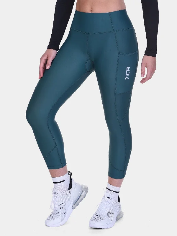 Limited Stock Padded Capri Cycling Leggings For Women With Reflective Strips & Side Pocket Limited Stock Padded Capri Cycling Leggings For Women With Reflective Strips & Side Pocket