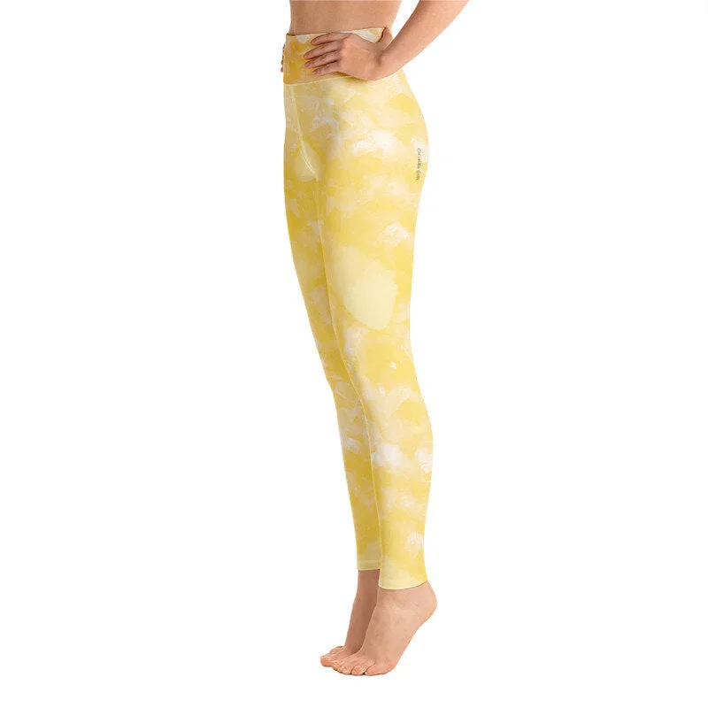 Act Now Yellow Crystal High Waist Yoga Leggings