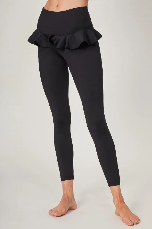 Big Discounts Medium Compression Waisted Leggings with Frill Hip Inset Black
