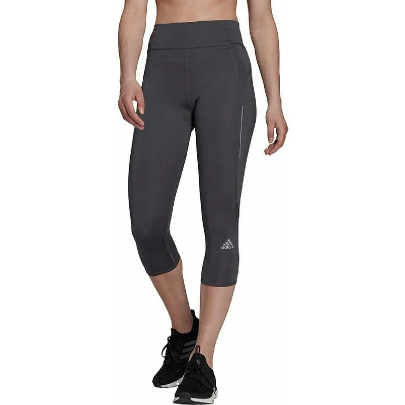 Incredible Offers adidas Own The Run Womens 3/4 Capri Running Tights - Grey