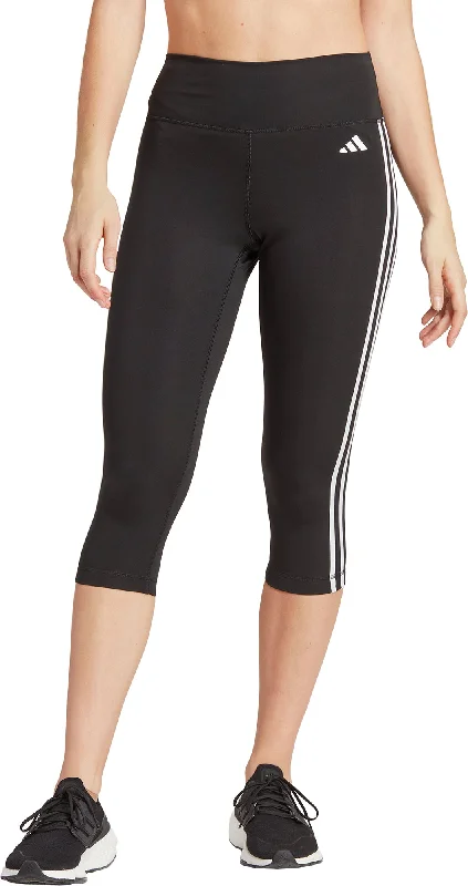 New Markdowns adidas Train Essentials 3 Stripes Womens 3/4 Capri Training Tights - Black