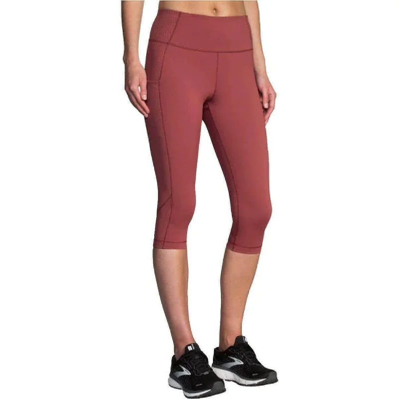 Fantastic Offers Brooks Method Womens 3/4 Capri Running Tights - Red