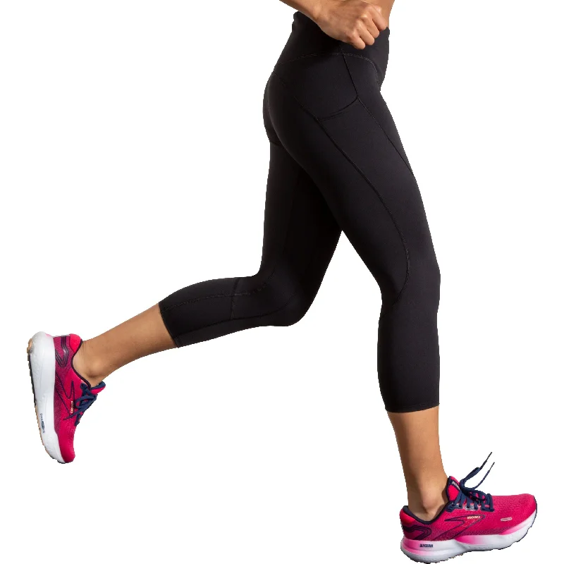 Mega Sale Brooks Spark Womens 3/4 Capri Running Tights - Black