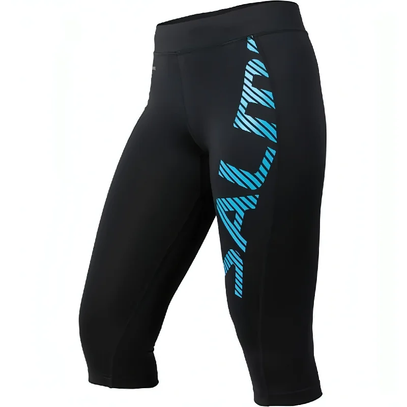 Don't Wait Salming Power Logo Womens 3/4 Capri Running Tights - Black