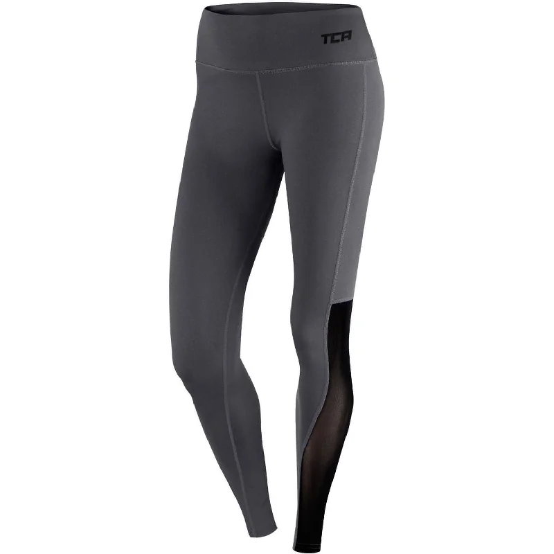 Closeout Sale TCA Pro Performance MeshLuxe Womens Long Running Tights - Grey