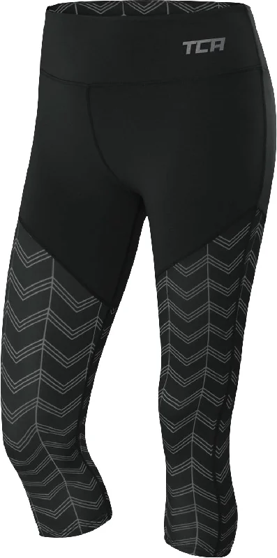Members Only TCA Pro Performance Supreme High Waist Womens 3/4 Capri Running Tights - Black