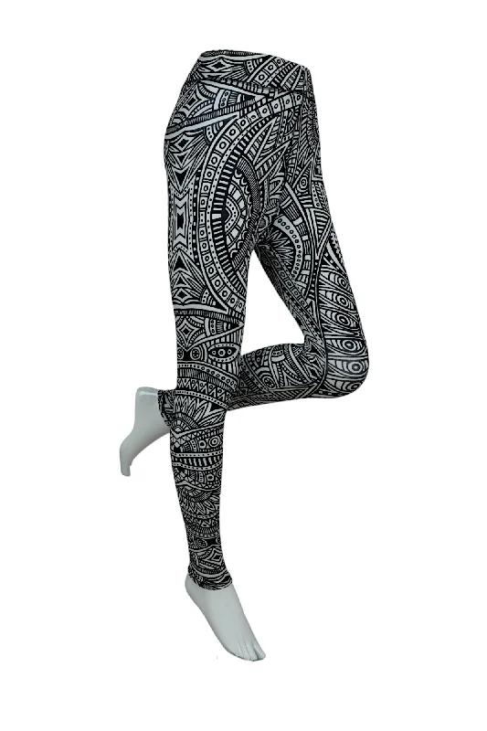 Amazing Deals Women High-Rise Printed Leggings 80053 (BLACK)