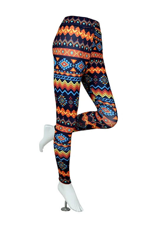 Extra Discounts Women High-Rise Printed Leggings 80053 (ORANGE)