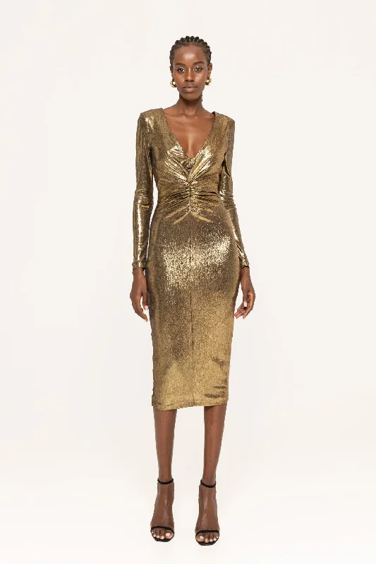 TIME-Limited Offer Nissa Lamé Midi Dress