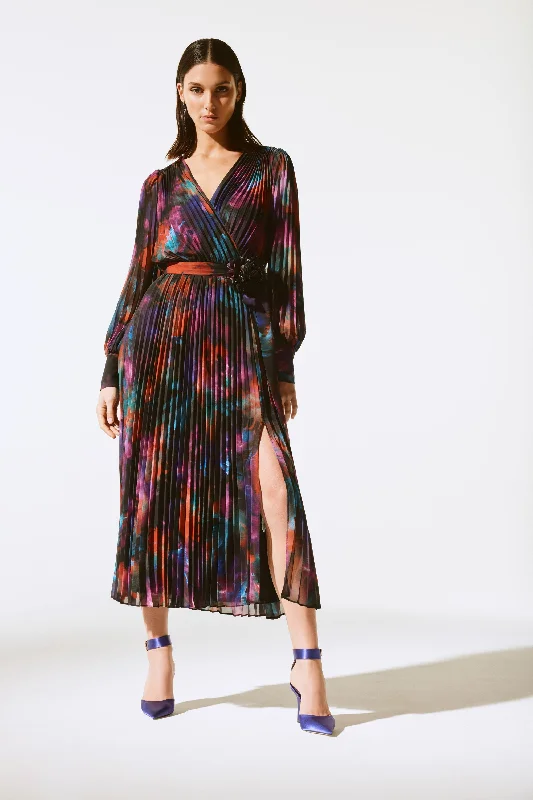 Amazing Deals Joseph Ribkoff Floral Print Pleated Midi Dress
