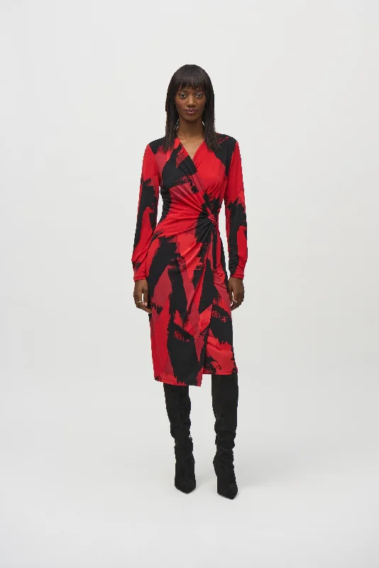 Must-Have Deals Joseph Ribkoff Silky Knit Abstract Print Wrap Dress