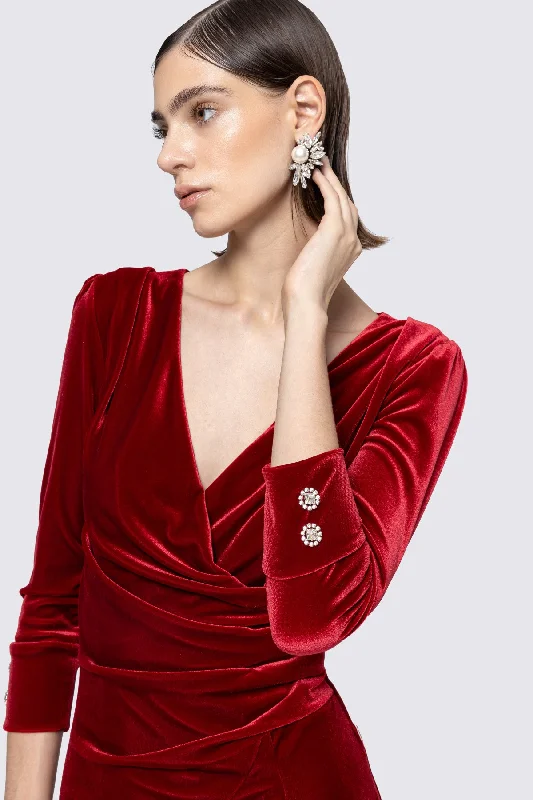 New Markdowns Nissa Velvet Wrap Dress