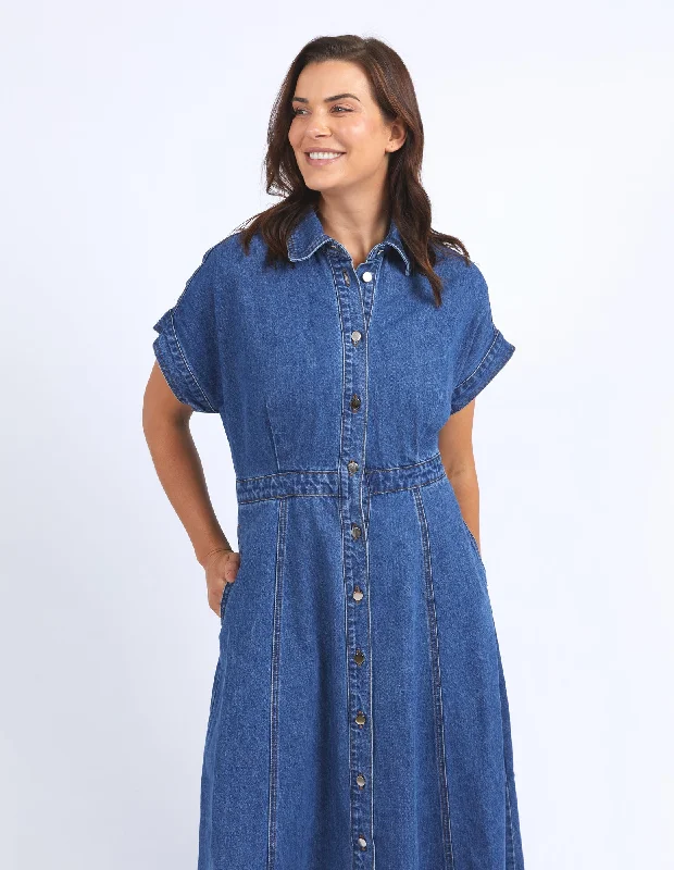 Doorbuster Deal Aimee Denim Dress Mid Blue Wash