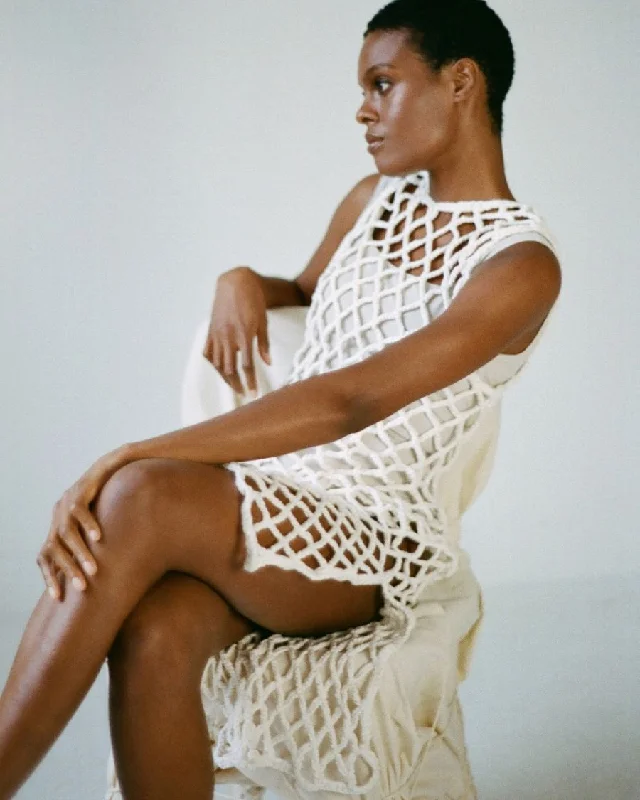 Friends and Family Sale Almora Crochet Dress Ecru