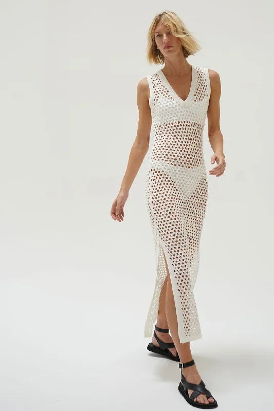 Blowout Deals Althaia V Open Knit Maxi Dress - Ivory