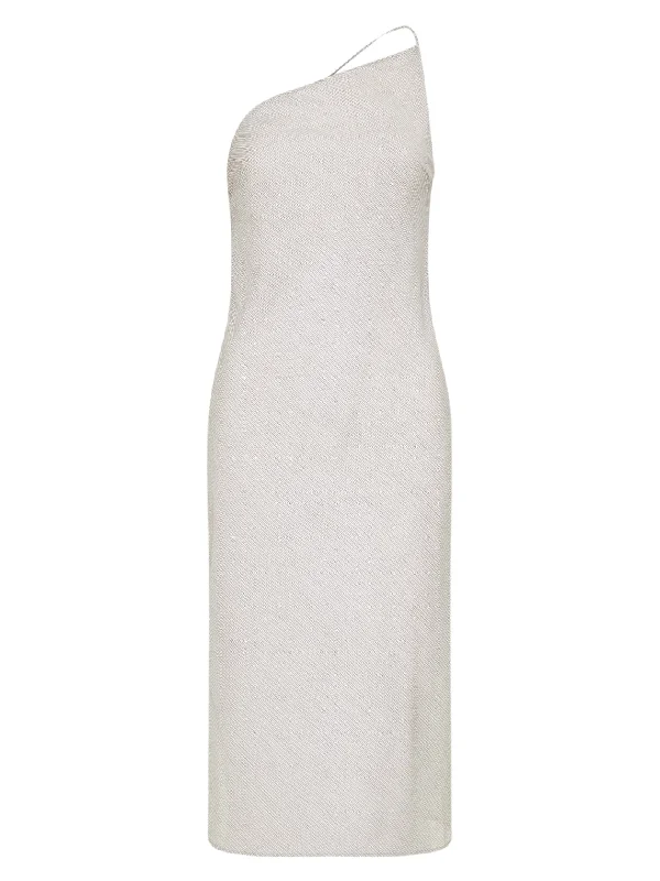 Year-End Sale Asymmetric Slip Dress - Sheer Stripe