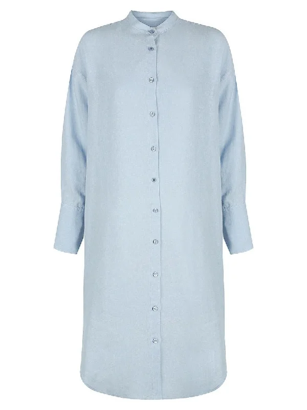 Exclusive Preview Classic Linen Shirtdress Sky