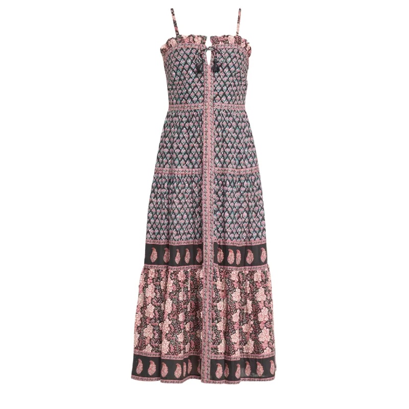 Limited Quantity Donna Print Sleeve Midi Dress