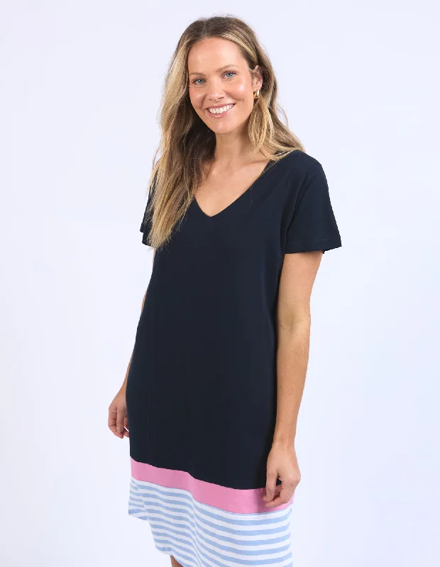 Special Discount Draw The Line Tee Dress Navy/ Blue And White