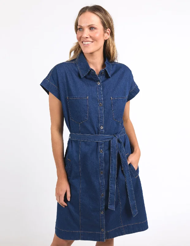 Incredible Offers Everleigh Denim Dress Dark Blue Wash