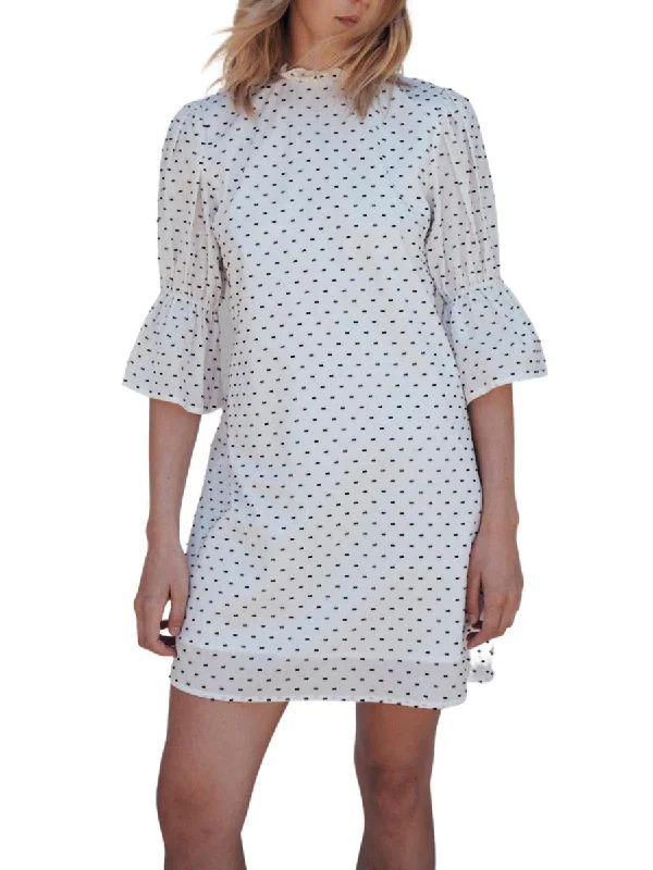 Online Exclusive Gathered Sleeve Mini Dress White Black