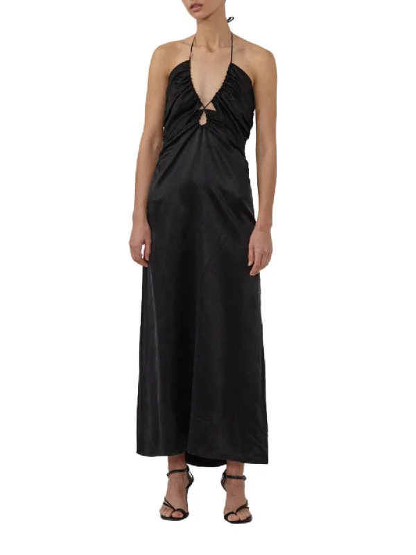 Major Savings Linda Silk-Blend Halter Dress