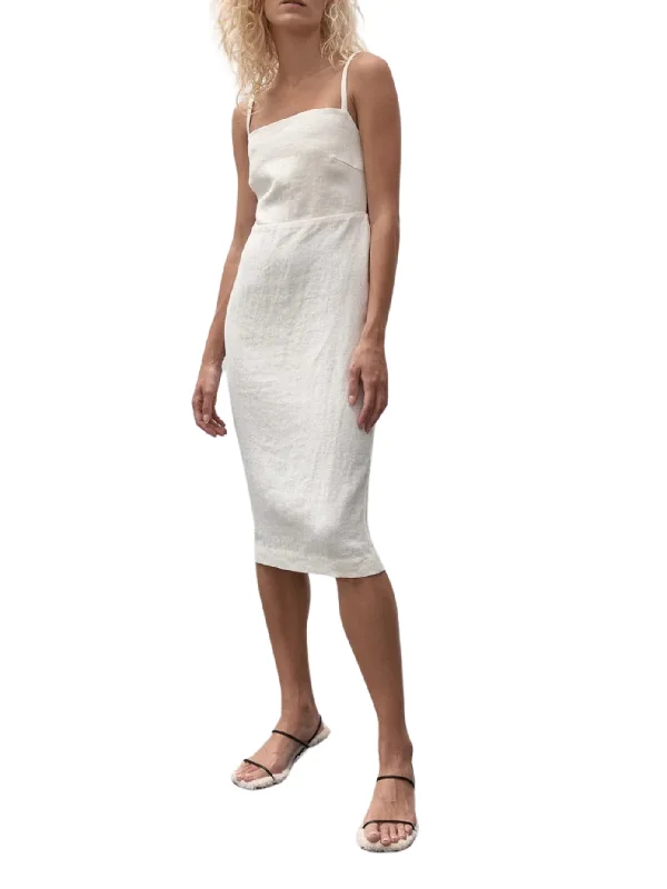Time-Limited Offer Linen Open Back Dress - Ivory