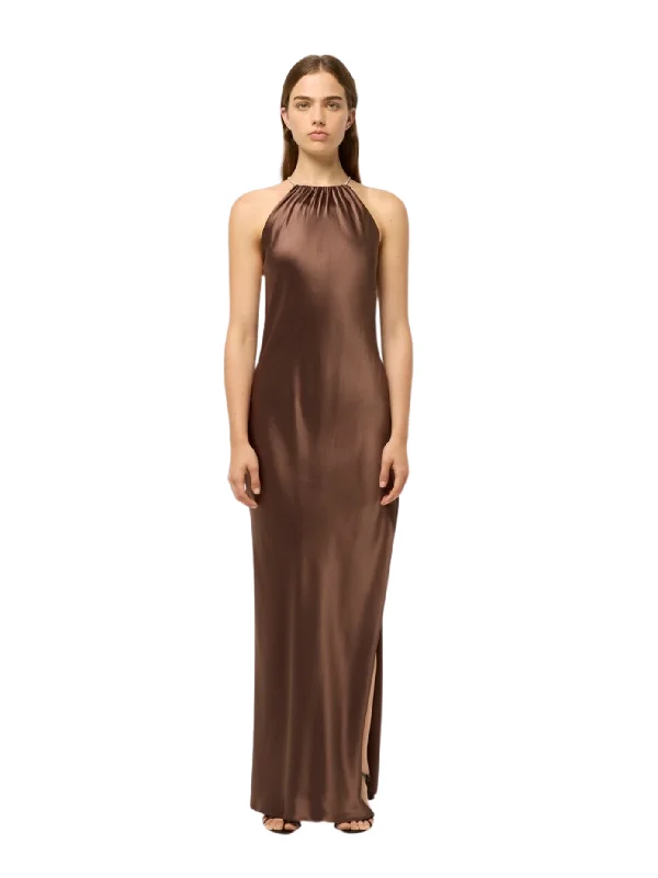 Hurry In Lou Lou Bias Slip Dress - Brown