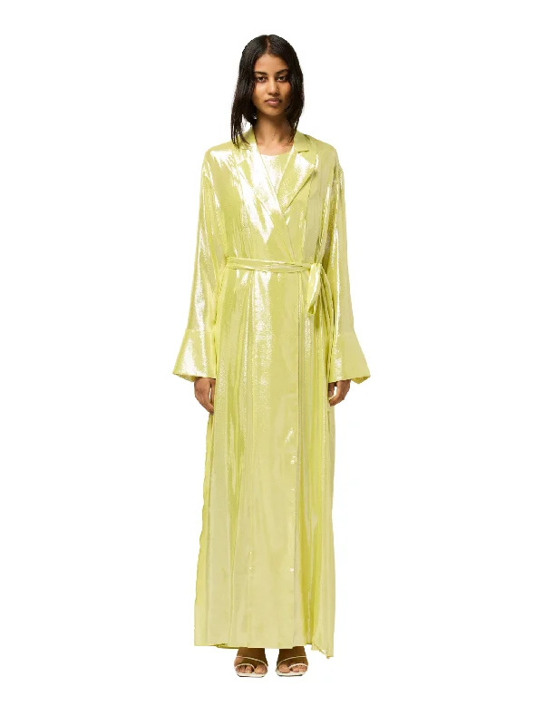 Price Cut Maxi Wrap Shirt Dress - Yellow