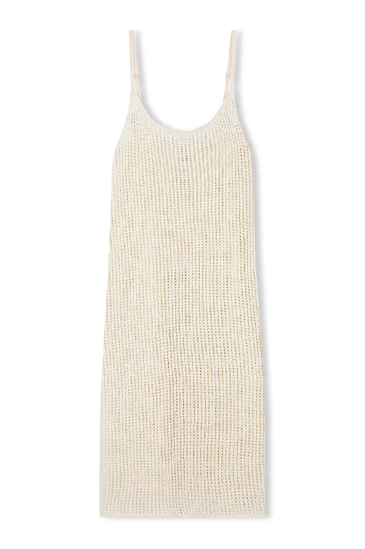 Savings Galore Milk Cotton Crochet Dress