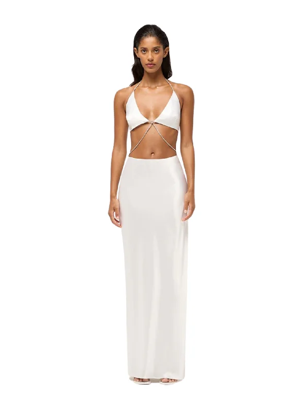 New Deals Nomi Crystal Halter Dress - White